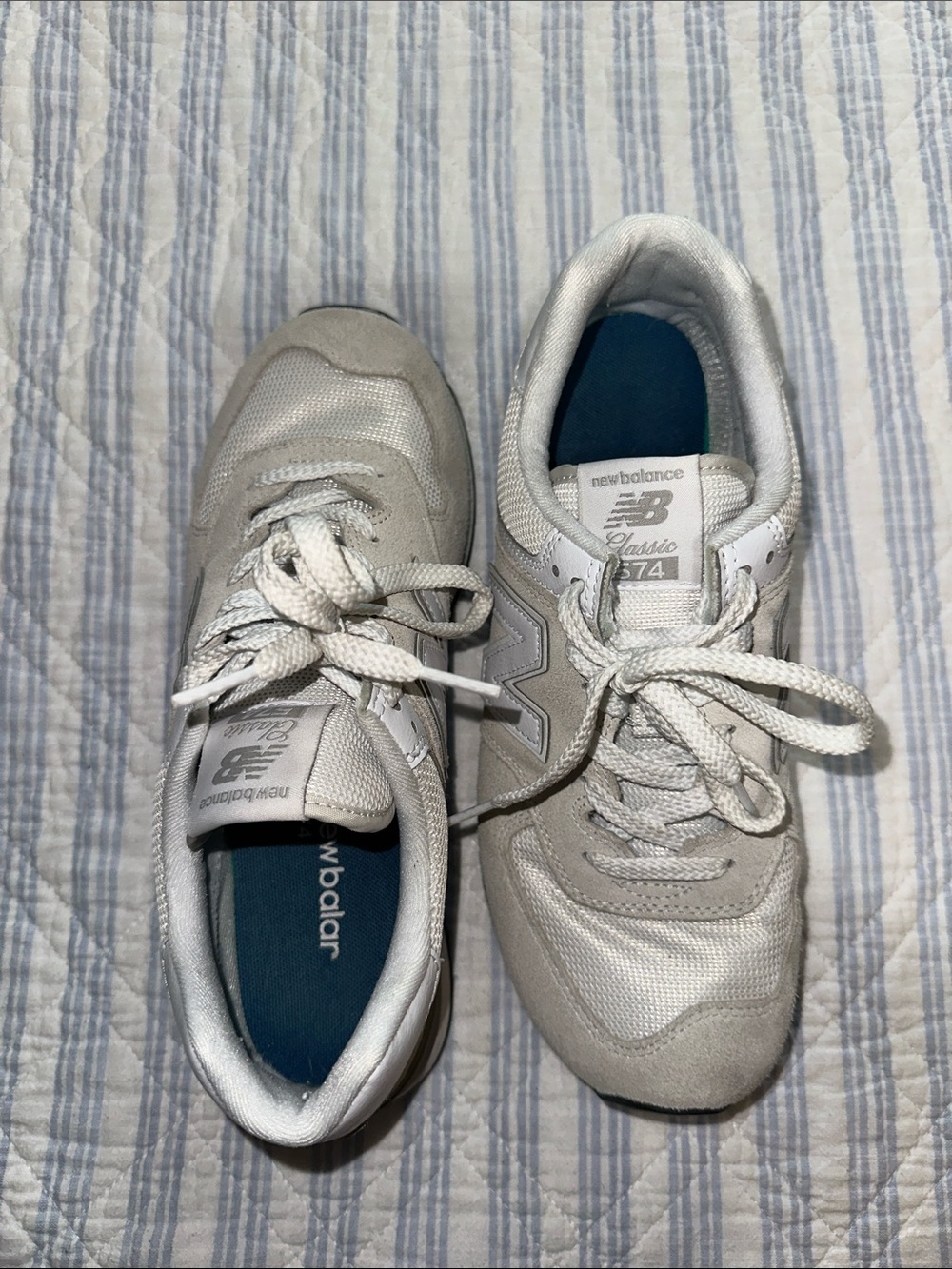 New Balance Women's Athletic Sneakers in Light Gray and White